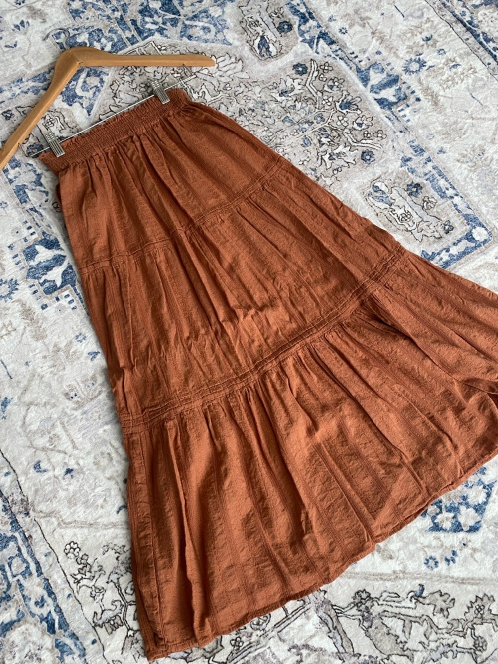 Universal Thread Cotton Tiered Maxi Skirt in Brown